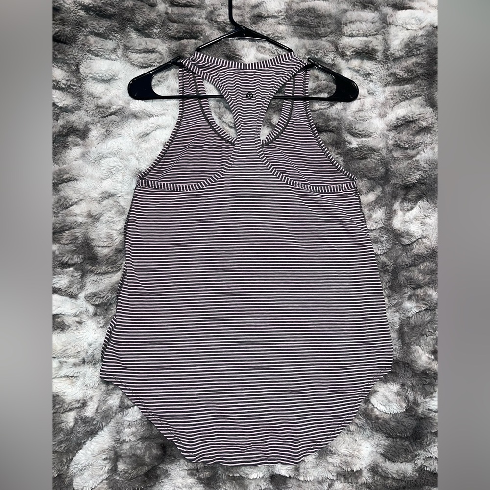 Lululemon Size 8 Pink & Black Striped Love Tank
